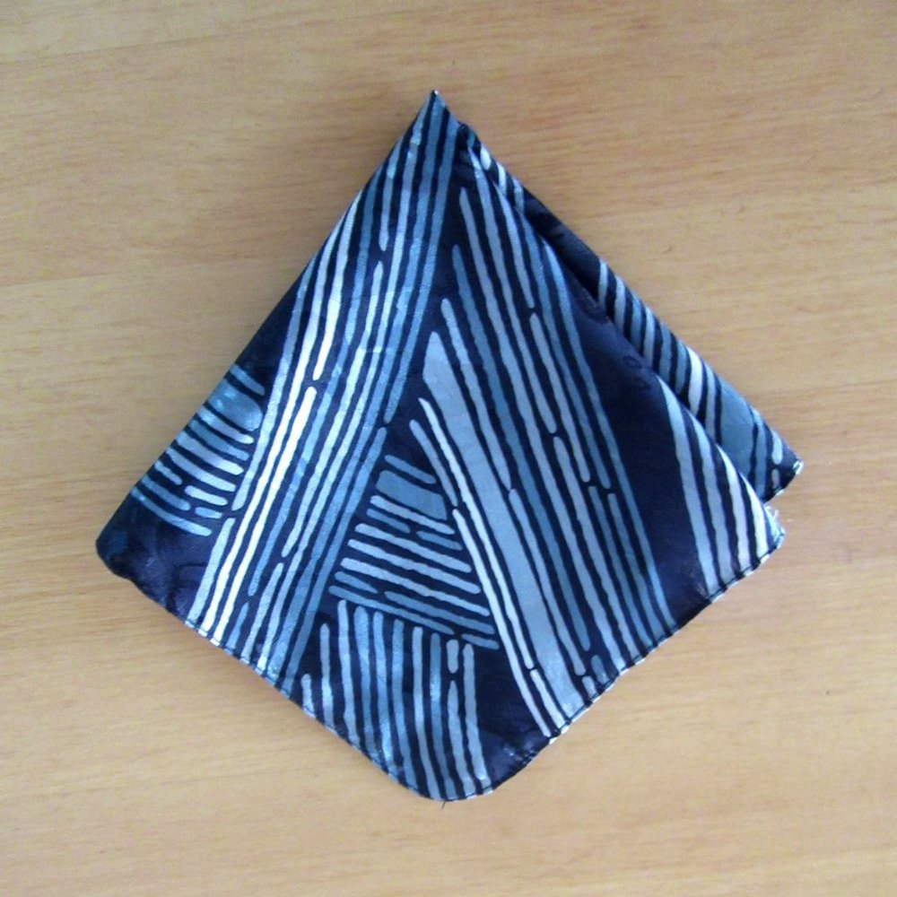 Navy, blue & gray silky pocket square or scarf